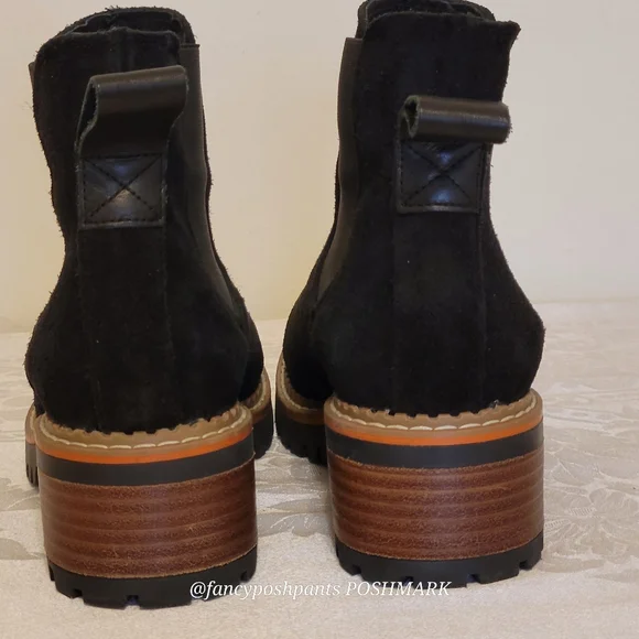 new!ANTHROPOLOGIE suede leather stacked heel traction sole chelsea made in Spain - Picture 12 of 17